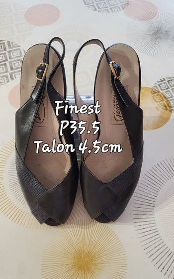 Finest Escarpins/Sandales Eté- Pointure 35.5 & Talon 4.5cm-Marine-100%cuir-Made in Italy en TBE