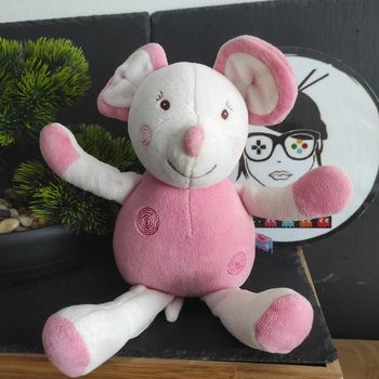 Doudou Peluche Sucre D Orge Souris Blanche Rose Spirale Blanc #geektradedoudou
