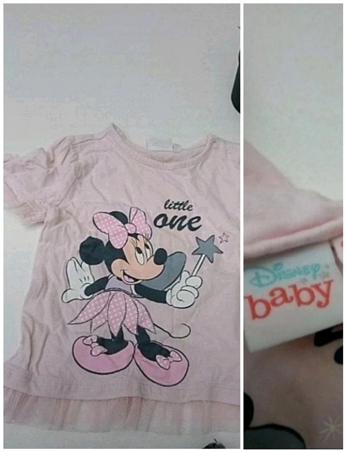 2 ans Disney Tee-shirt rose pale minnie a volant print été /Excellent état