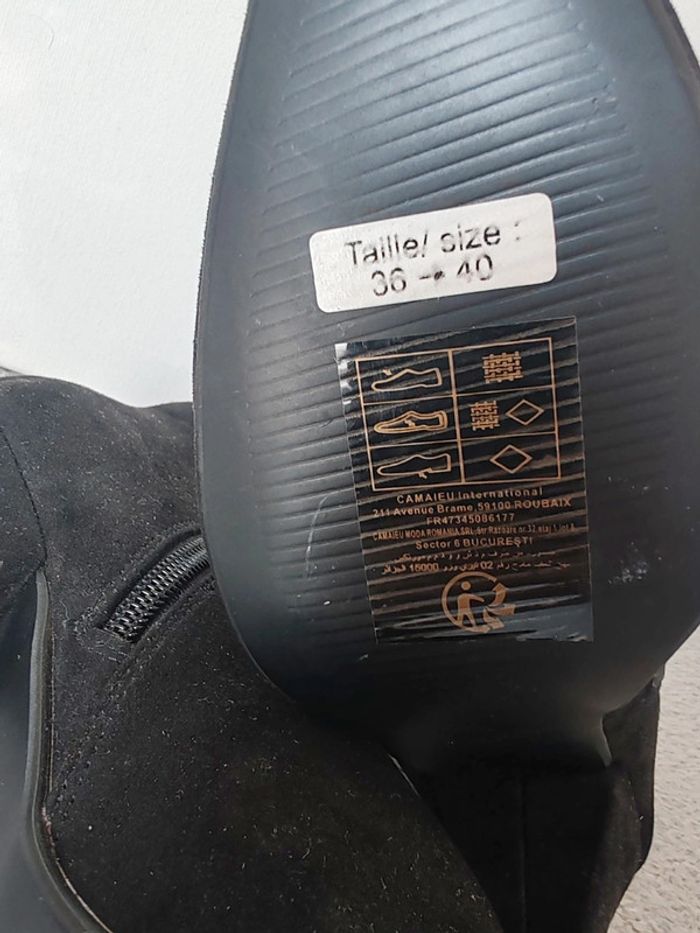 Camaïeu Bottines Suédées Noires Pointues à Talon – Taille 38 – Neuf sans Étiquette - photo numéro 8
