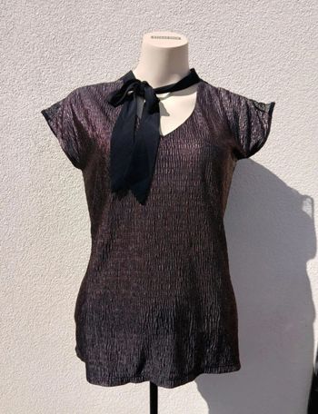 T-shirt Morgan argenté nœud au col 