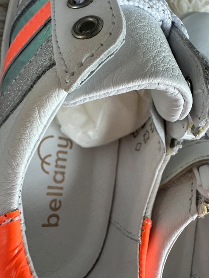 Paire de basket Bellamy blanche et rose fluo taille 29 - photo numéro 4