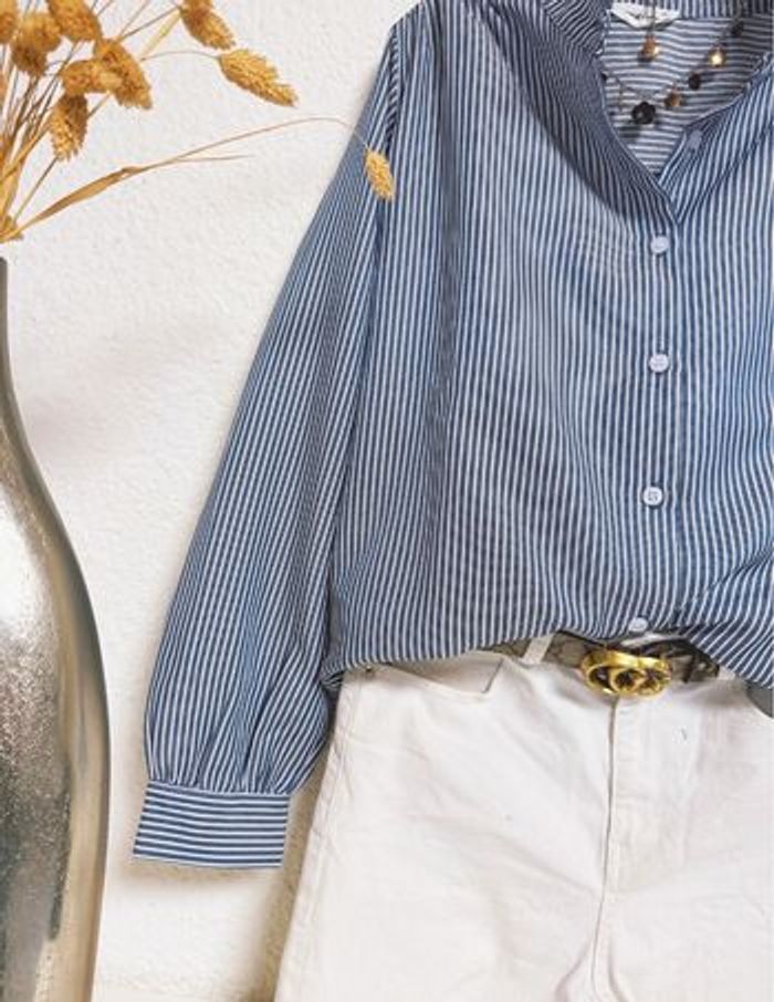 Blouse marine rayures oversize taille S/M 🌸 - photo numéro 3