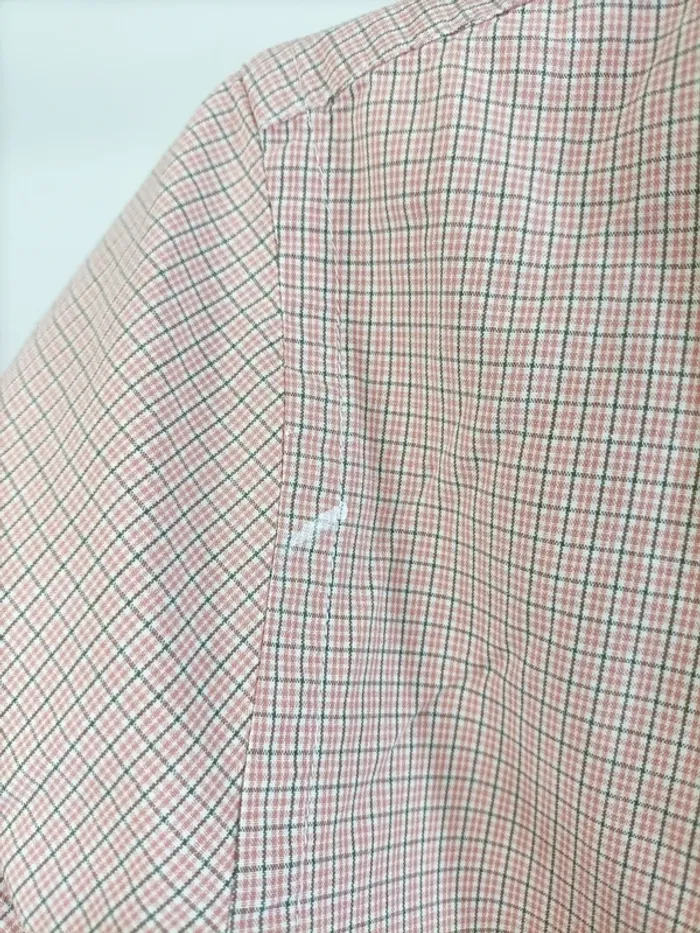 Chemise à manches courtes à carreaux rose et verte Lacoste taille 40 (M) A901 - photo numéro 5