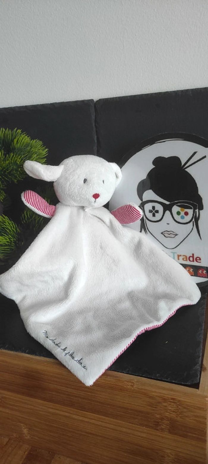 Sergent major doudou plat mouton blanc rouge rayé mon doudou le plus doux Rayure