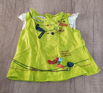 T-shirt manches courtes fille vert anis taille 3 mois La compagnie des petits