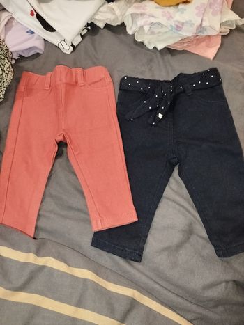 2 pantalons fille 6 mois
