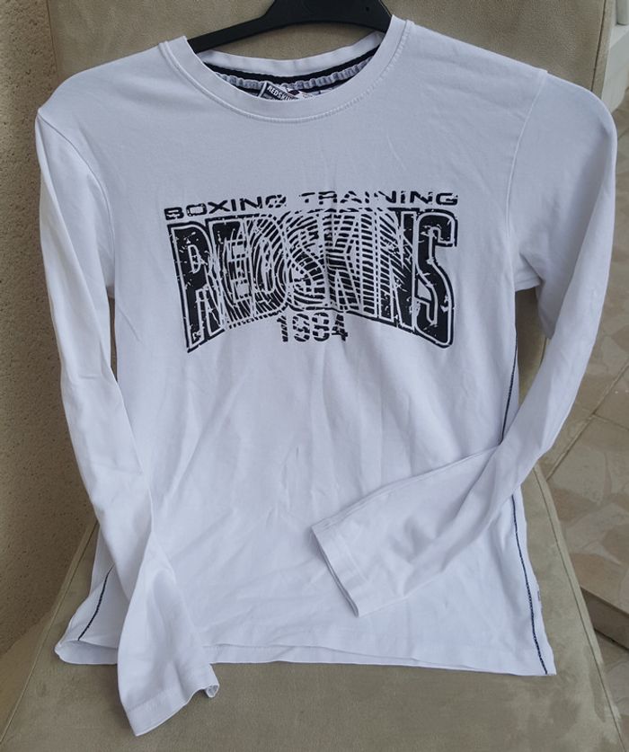 Tee-shirt blanc manches longues Redskins taille 12 ans