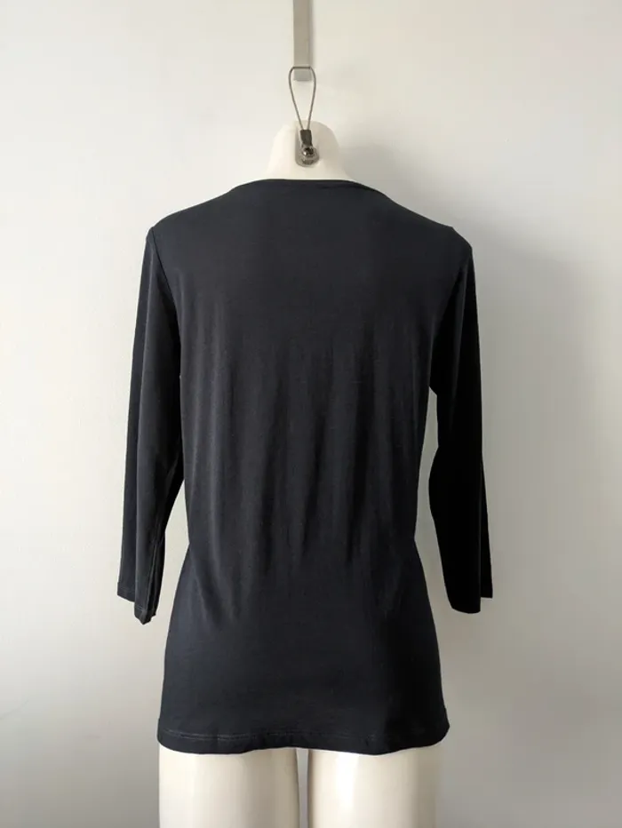 Top brodé marine manches 3/4 - 123 - taille 38 - photo numéro 2