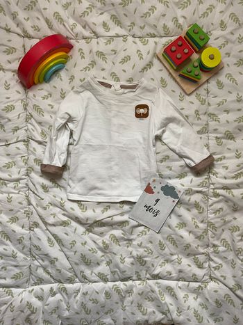 teeshirt manches longues blanc obaibi 9 mois