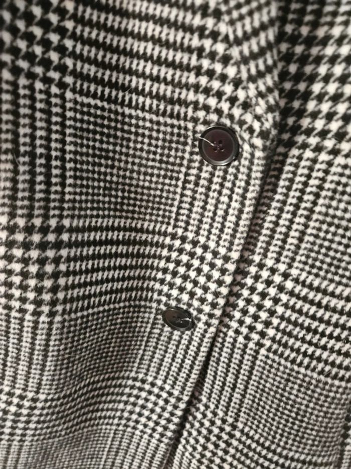 Manteau tailleur long boutonné - Noir à carreaux - photo numéro 4
