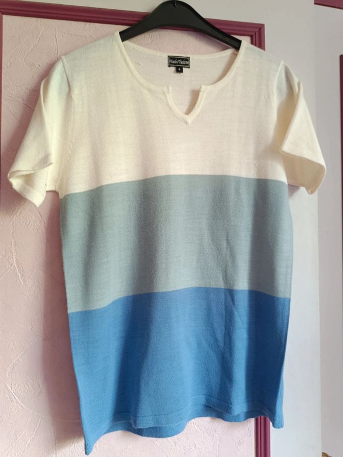 Haut bleu blanc " Paola Vialese" en T.4(42)