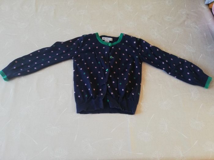 Gilet à boutons bleu à pois Naf Naf 4 ans