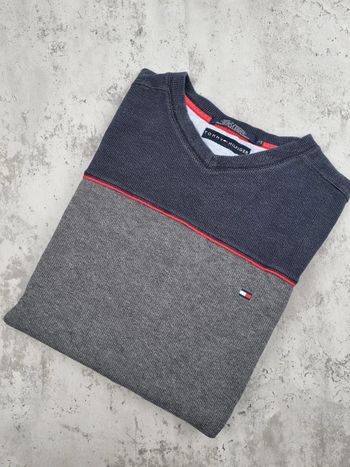 Pull col V Tommy Hilfiger gris – Taille L Homme