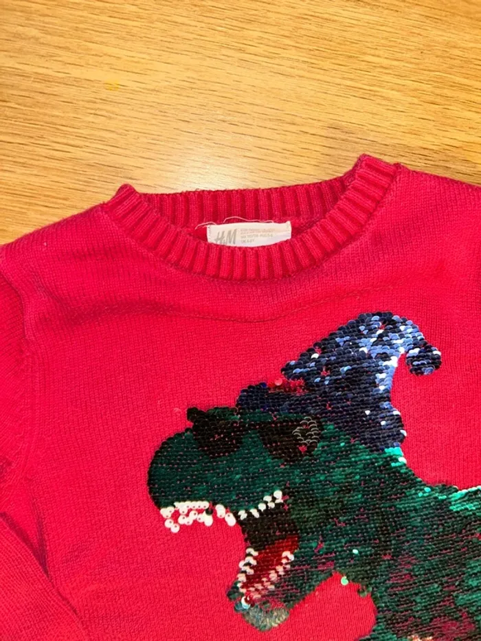 Sweat dinosaure sequins Noël 4 ans - photo numéro 4