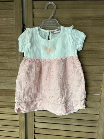 Robe blanche et rose 18 mois