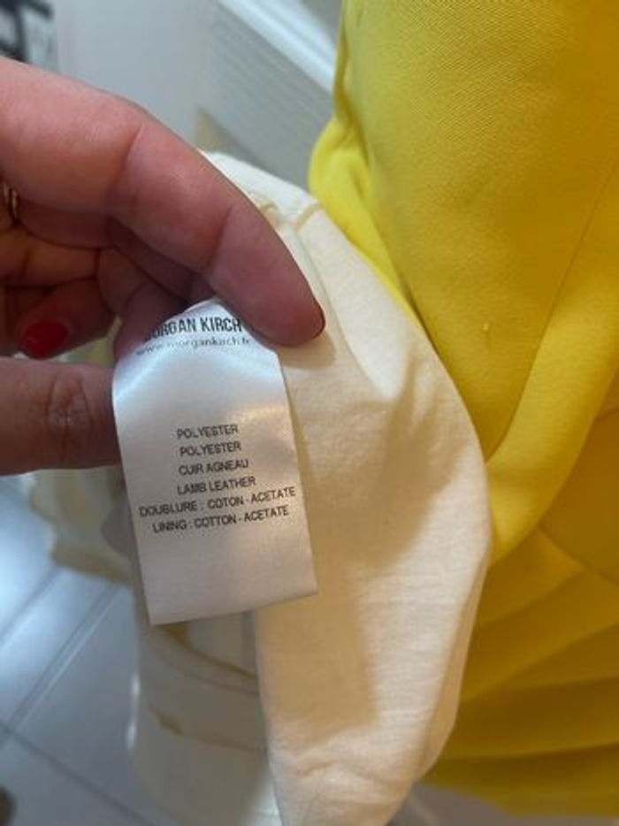 Robe créateur Morgan Kirch jaune et cuir T. 38 - photo numéro 4