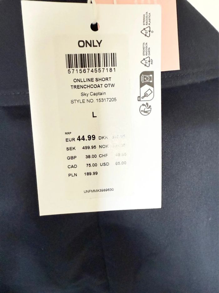 Trench court ONLY – Taille L – bleu marine – Neuf avec étiquette - photo numéro 5