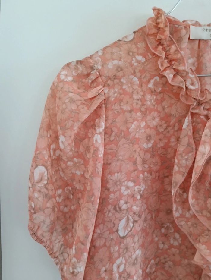 Blouse à fleurs Cream col jabot - photo numéro 3