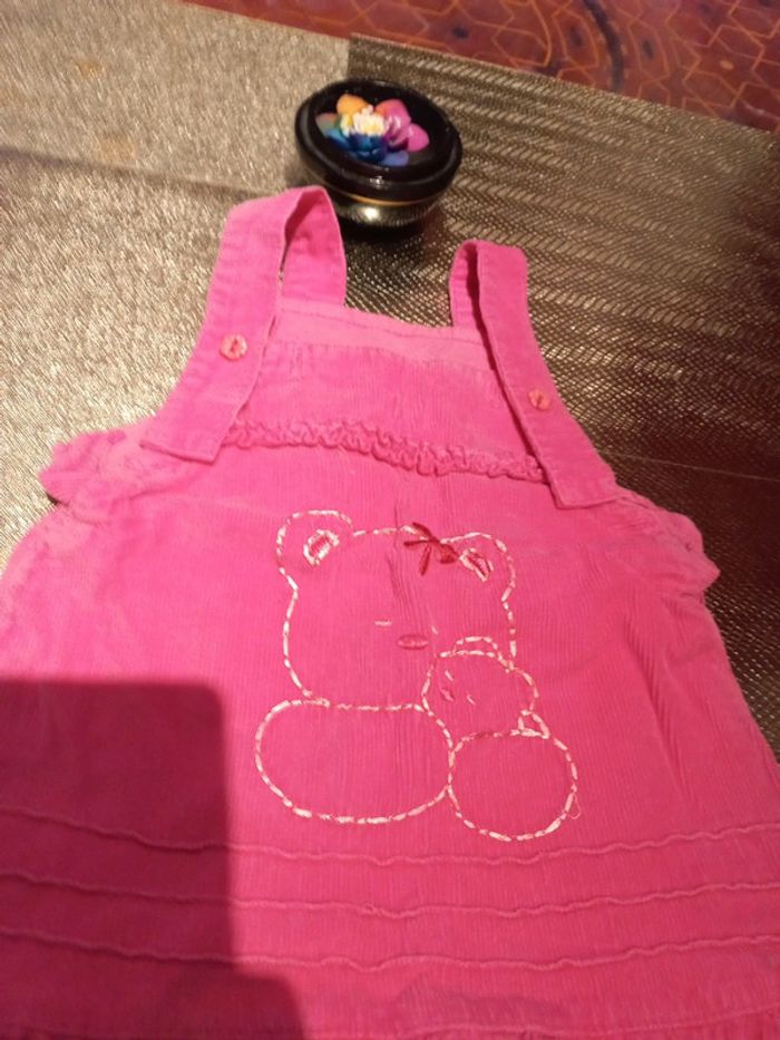 Belle Robe salopette type velours motif oursons