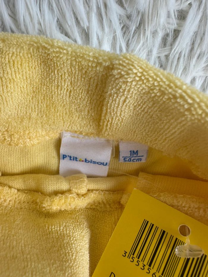 Short en éponge jaune p’tit bisou taille 1 mois - photo numéro 4