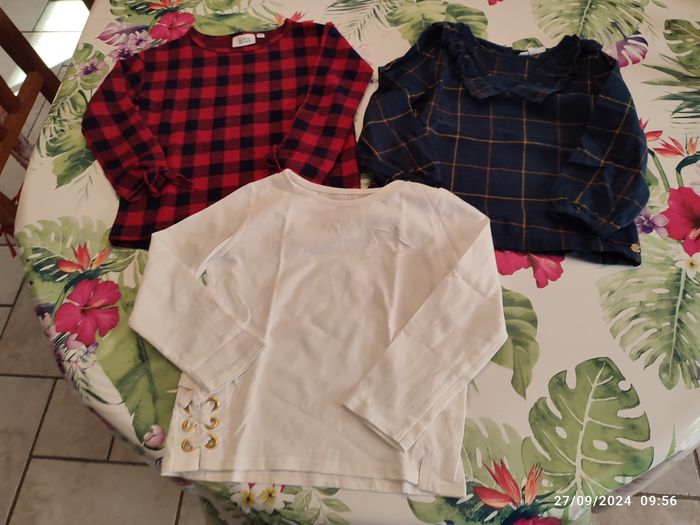 Lot de 3 blouses manches longues fille 5 ans