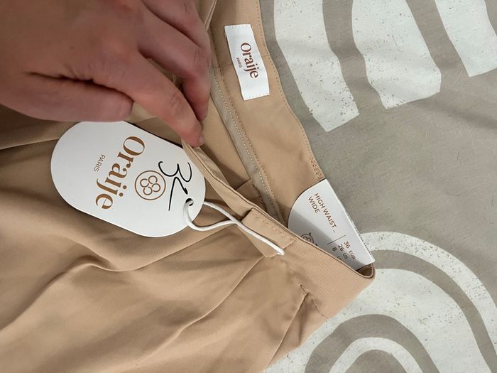 Pantalon jambes larges beige femme taille 36 - photo numéro 2