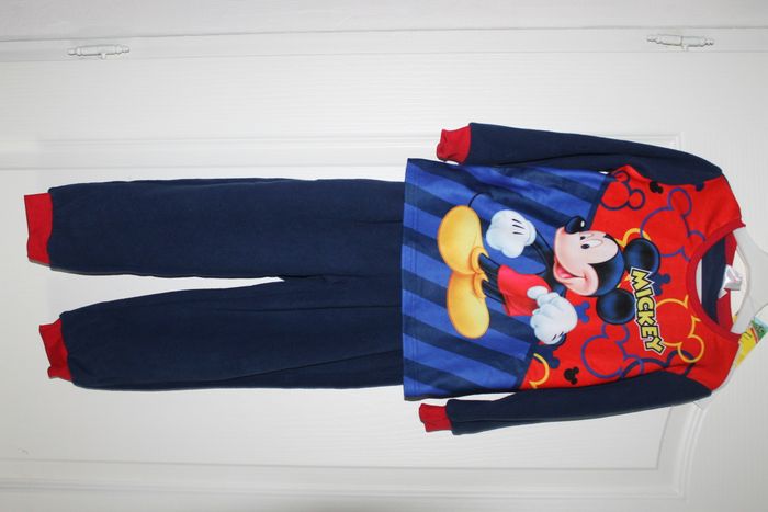 pyjama polaire mickey bleu et rouge 5 ans