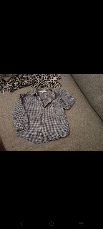 Chemise Jacadi 12 mois carreaux bleu et blanc