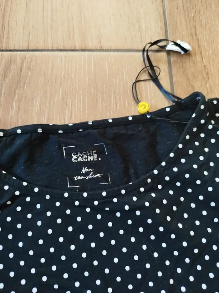 T-shirt noir femme à pois blanc neuf cache cache - photo numéro 5