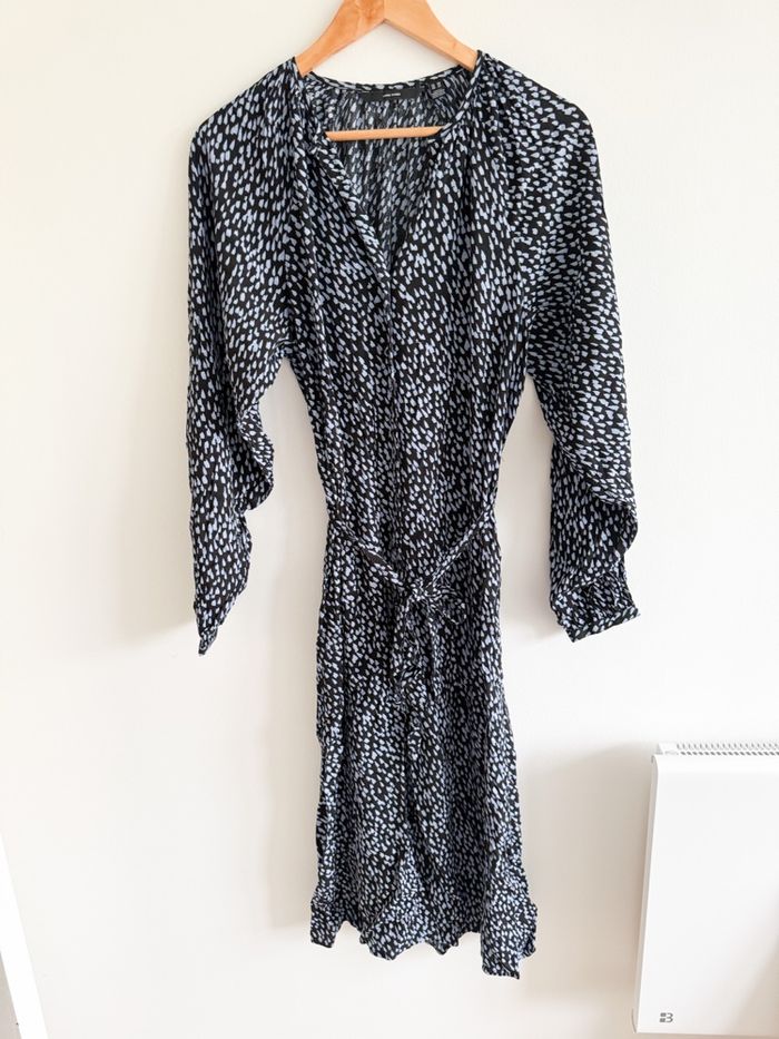 Robe longue avec ceinture manches 3/4 noir bleu vero moda taille 34 XS