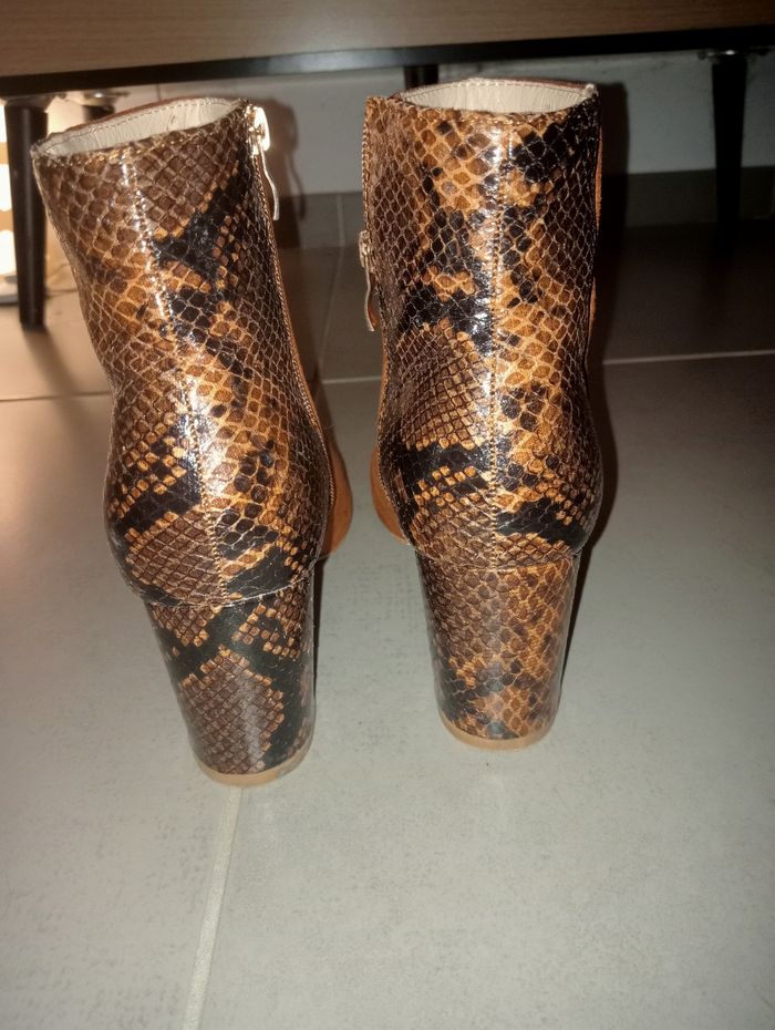 Bottines boots serpent bi matière daim peau de pêche talon - photo numéro 5