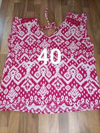 Joli débardeur blanc et fushia 40 Gémo