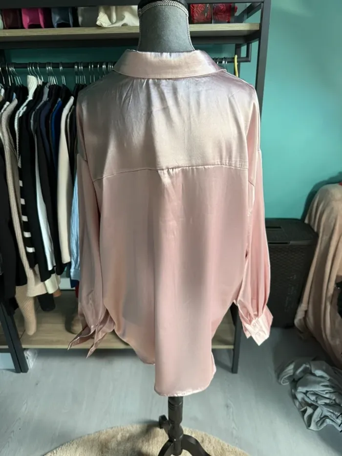 chemise rose satin - photo numéro 4