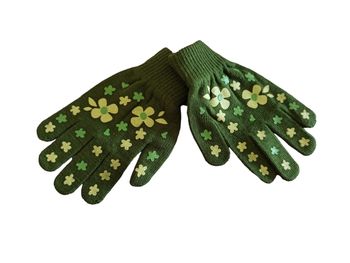 Gants kaki fleuri 8-12 ans