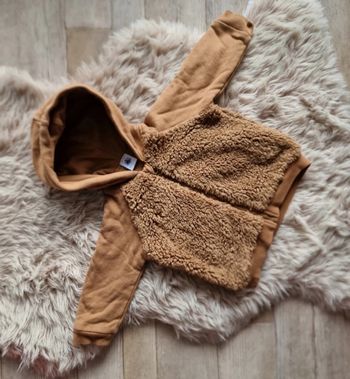 Veste à capuche bébé en polaire/teddy mixte