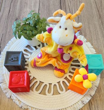 Doudou Girafe Marionette Baby Nat Orange
