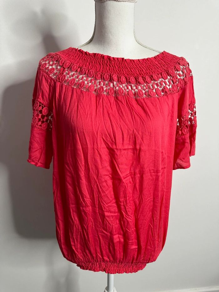 Blouse en dentelle rose fuchsia Blancheporte T38/40 M/L - photo numéro 2