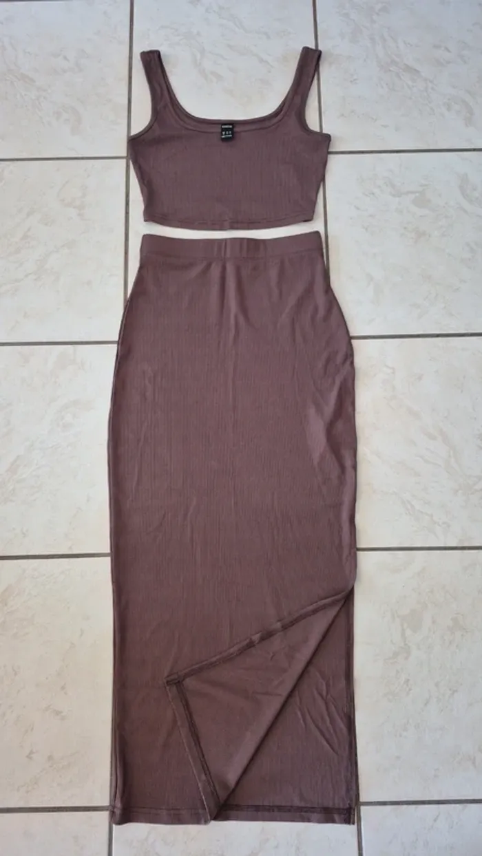 Ensemble Jupe longue et top Marron - photo numéro 2