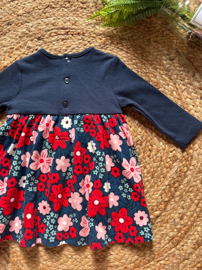 🌺Robe manche longue bleu foncé/ bleu marine au motif fleuris Taille 6mois/68cm🌺 - photo numéro 7
