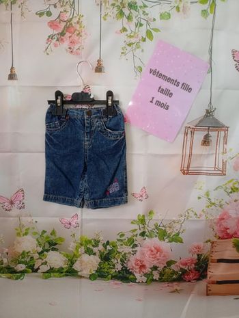 Jean fille Kitchoun taille élastique bleu jean taille 1 mois / 56 cm