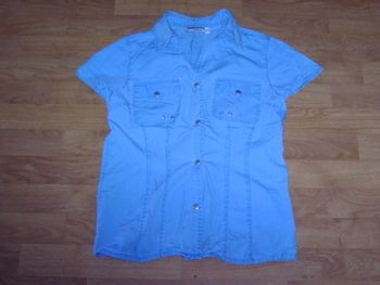 Chemisette HEINE bleu turquoise vieilli taille S TBE