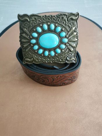 Ceinture de cowboy country rectangulaire turquoise