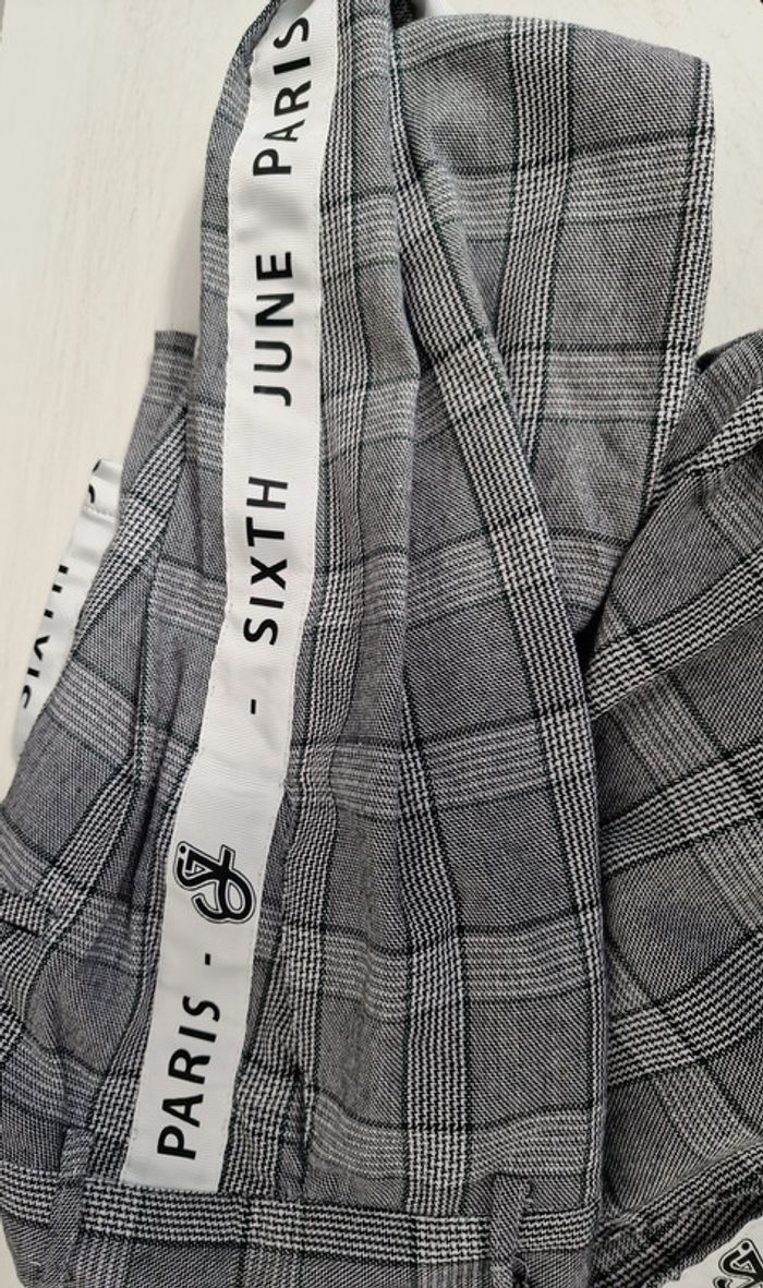 Pantalon Prince De Galles Gris Blanc Bandes Blanches Sixth June - photo numéro 10