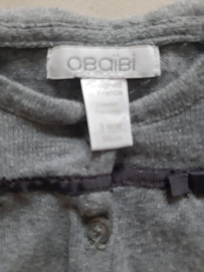 lot de 2 gilets mauve et gris - Obaïbi - 3 mois - photo numéro 7