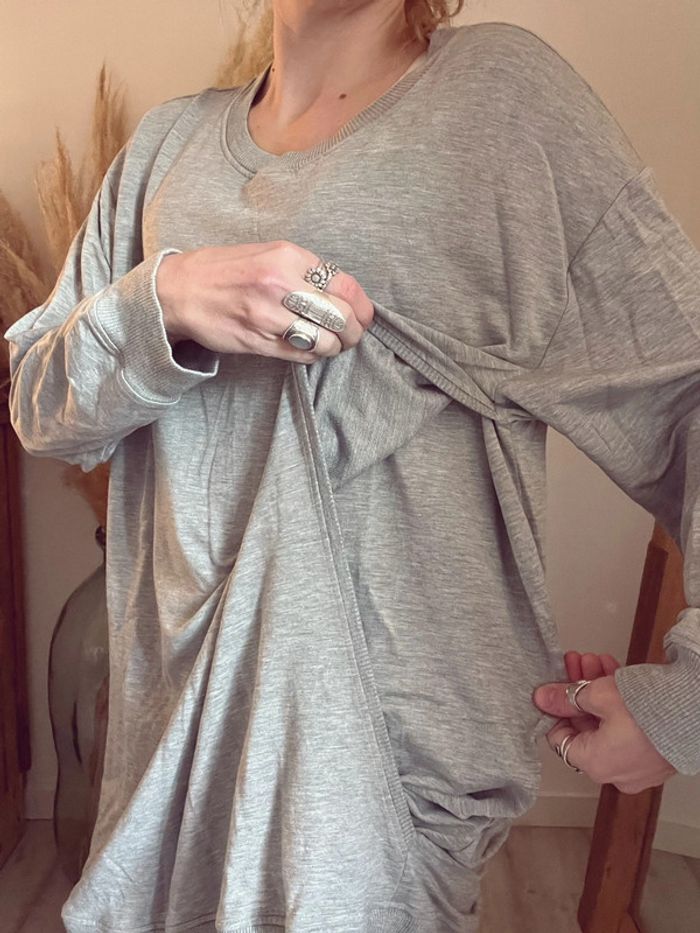 Magnifique robe allaitante grise oversize sweat-shirt boob neuve M - photo numéro 3