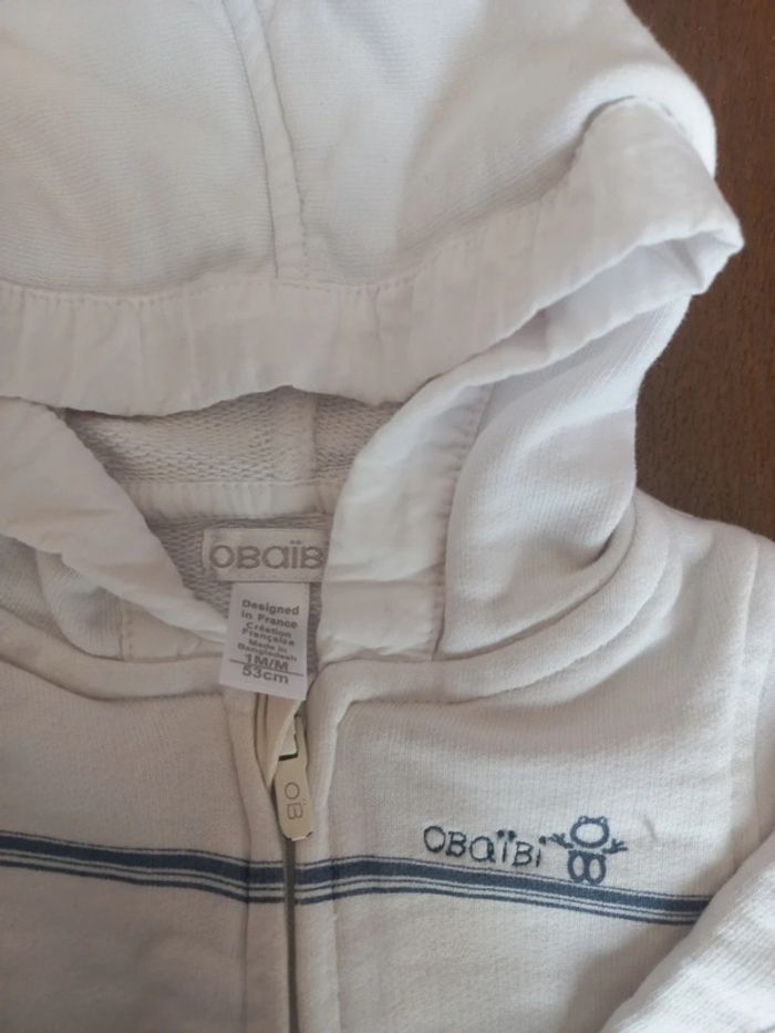 Veste zippée et capuche 1 mois Obaïbi - photo numéro 3