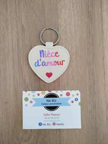 Porte-clé similicuir coeur nièce d'amour