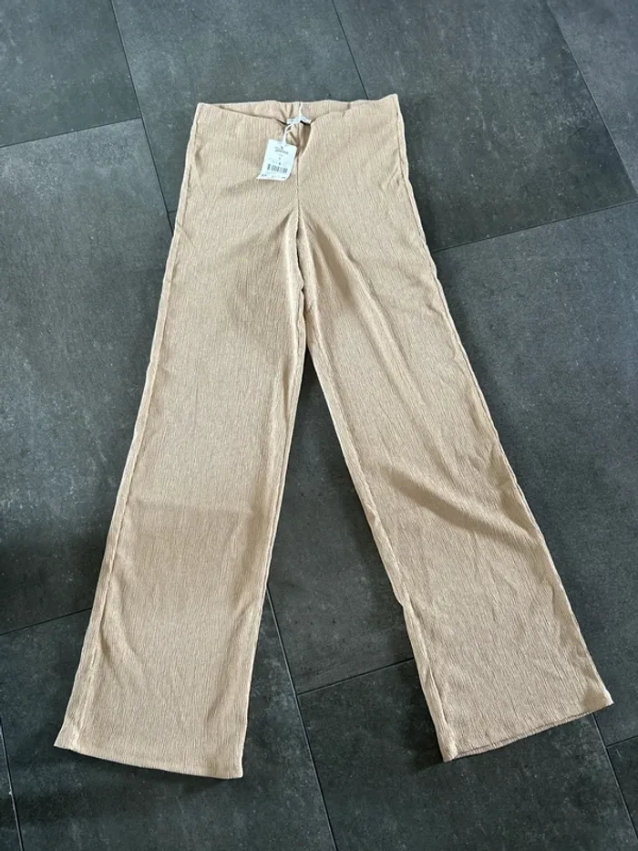 Pantalon large fluide beige