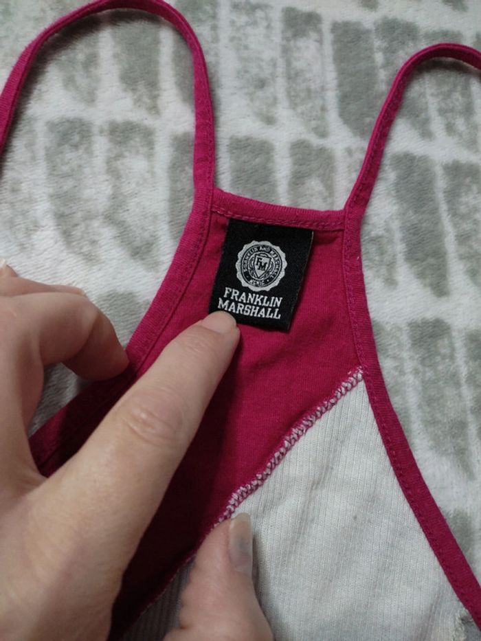 Débardeur dos nageur rose blanc gris Franklin et Marshall taille xs - photo numéro 3